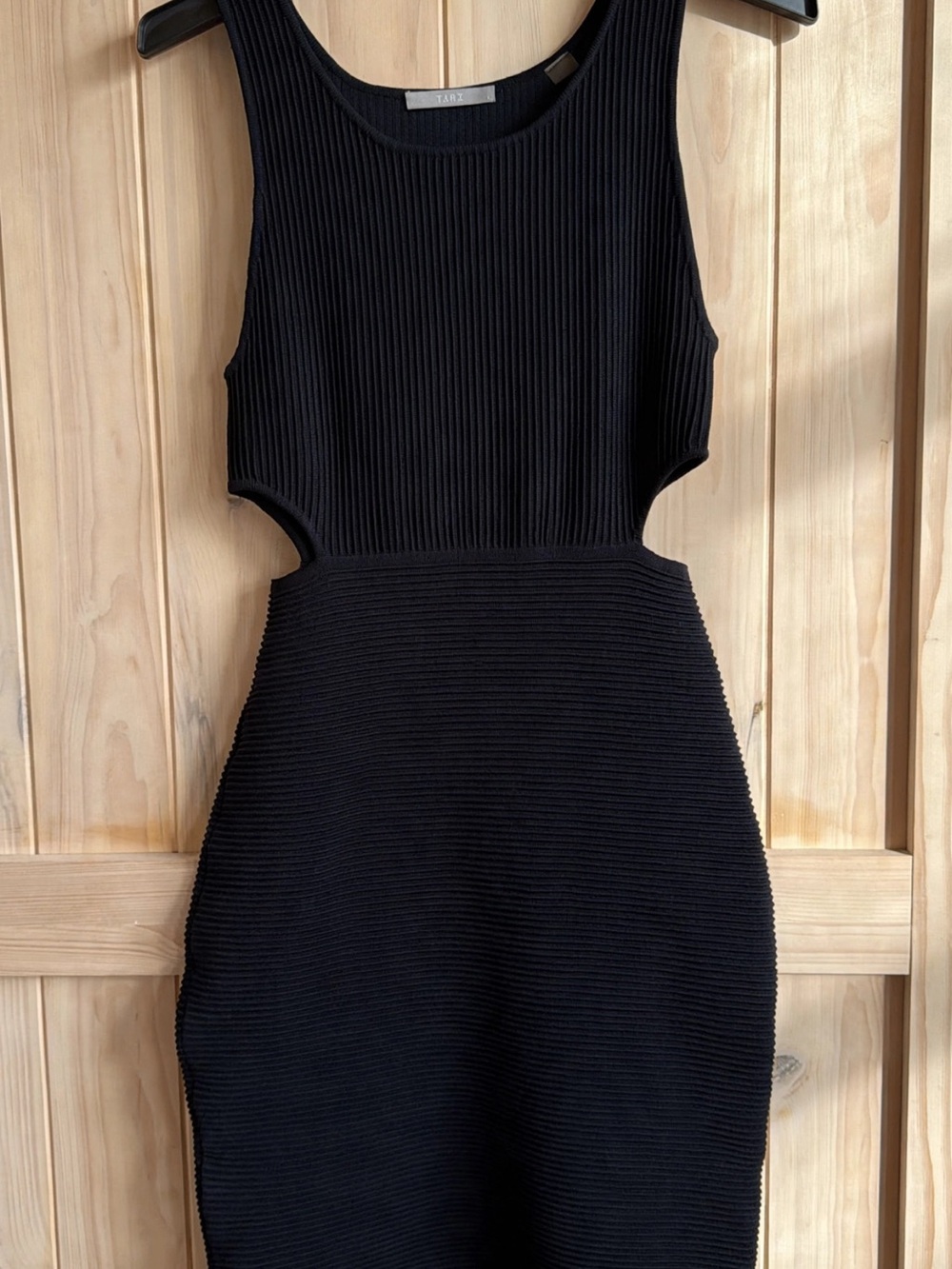 Black Ribbed Cutout Bodycon Dress